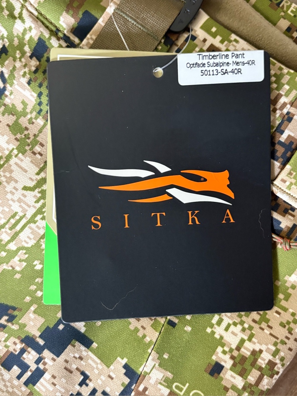 Sitka Timberline Pant Tag - Black with Orange Logo